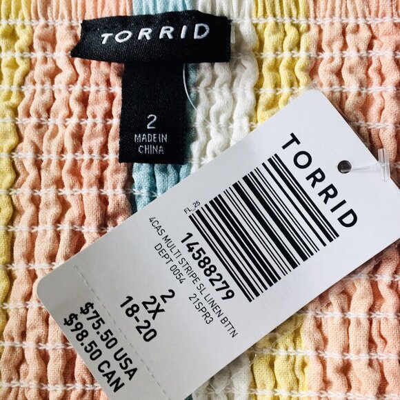 Torrid Midi‎ Linen Button-Front Dress Size 2X/18-20 - Picture 9 of 9